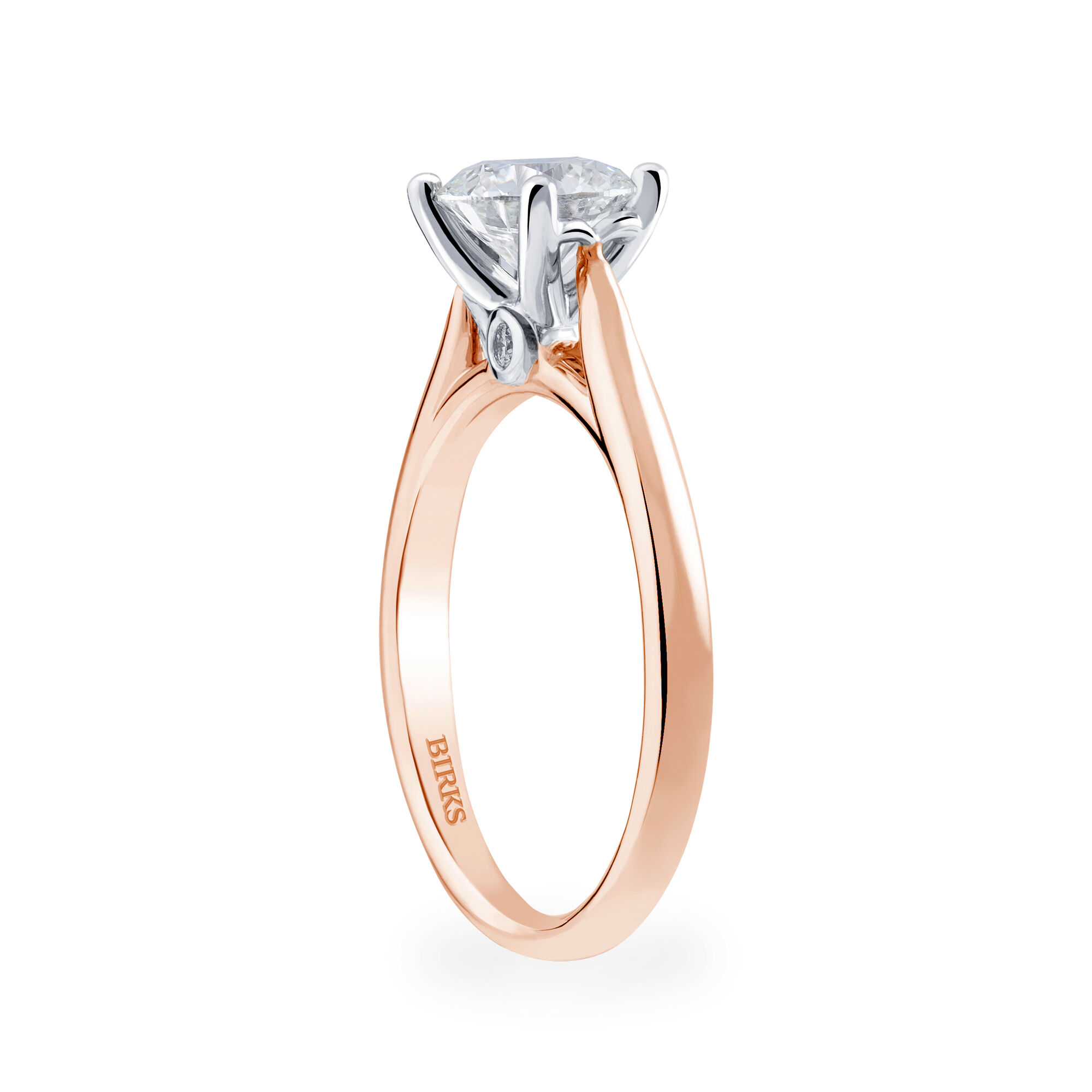 Rose Gold Round Solitaire Diamond Engagement Ring Birks 1879
